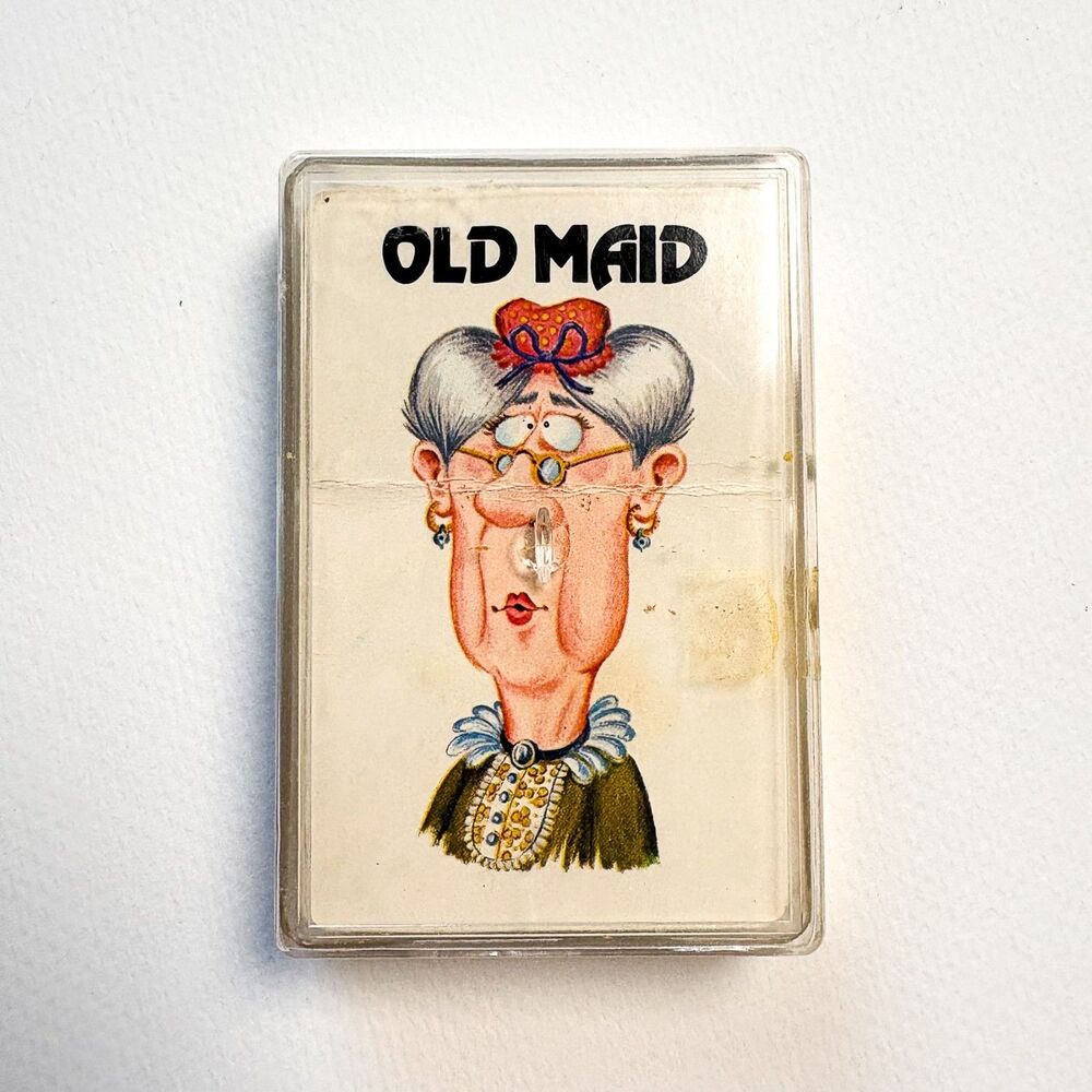 Vintage Old Maid Card Game Complete Whitman with Orig. Plastic Case White